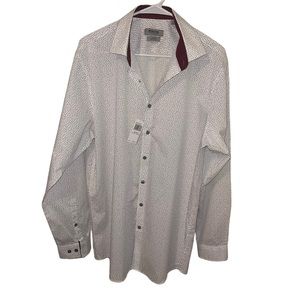 NWT- KENNETH COLE REACTION- WHITE WITH GRAY DETAILS SHIRT FOR MEN